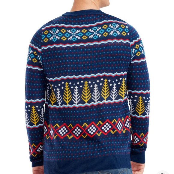 Tipsy Elves men Christmas Bear Drinking Sweater - Festive Blue Holiday Knitwear - Picture 3 of 7